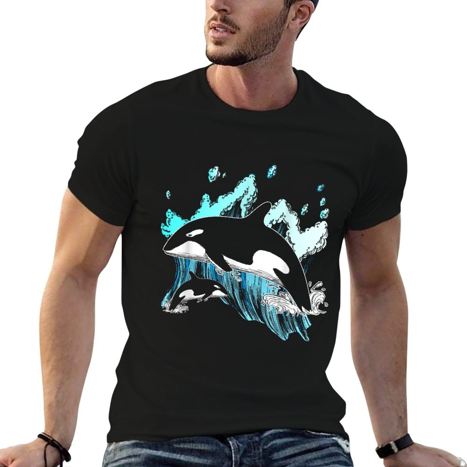 Killer Whale Ocean Lover Gift Idea Men Boys Kids Orca  Fade-proof Color T-Shirt