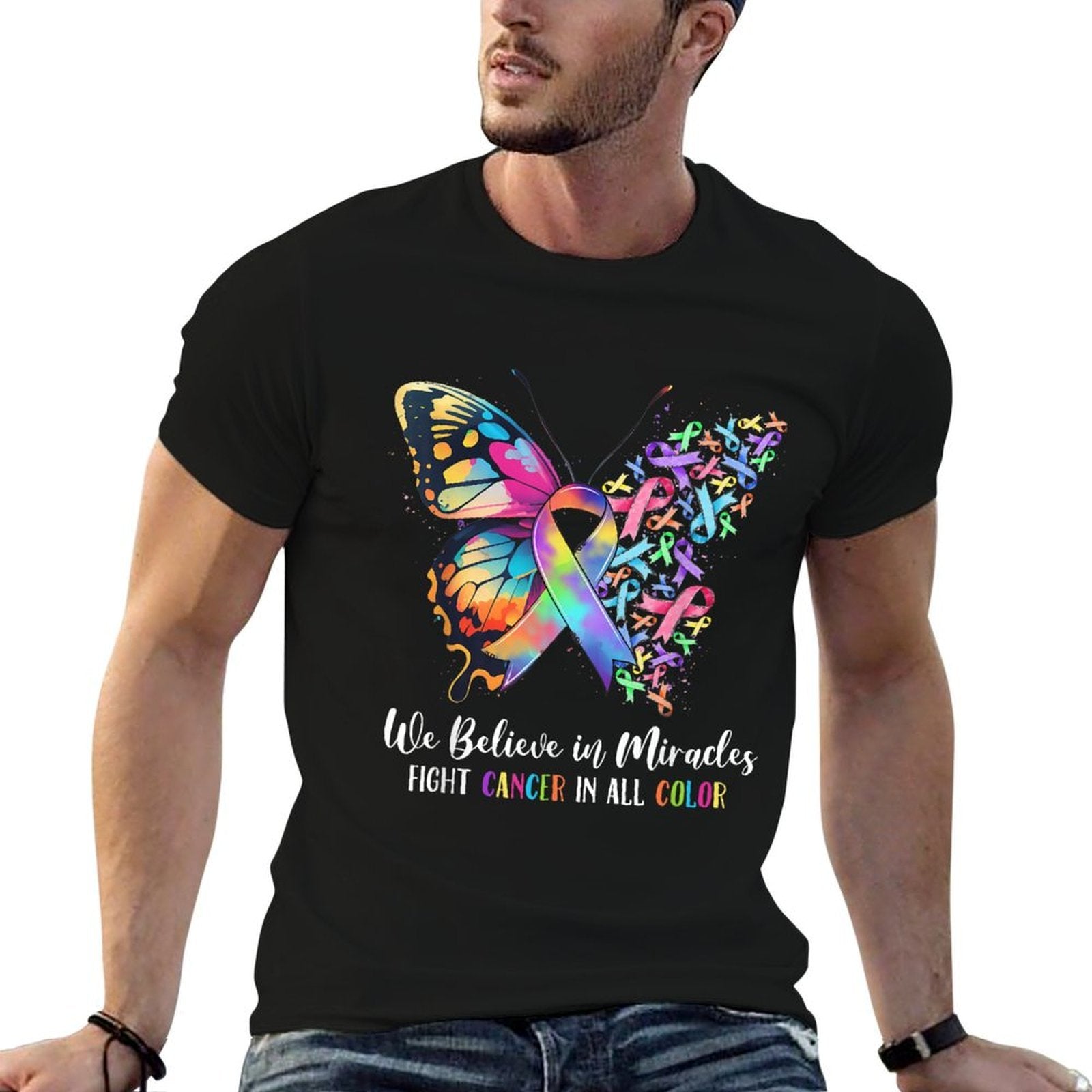 We Believe in Miracles Fight In All Color Support The Cancer  Polyester Blend T-Shirt