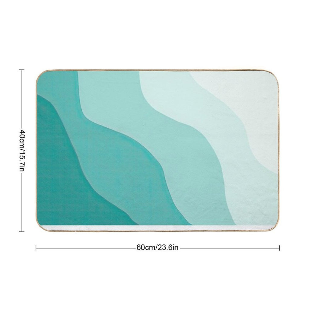 Green Simple Wave Pattern  Multi-Purpose Bath Mat