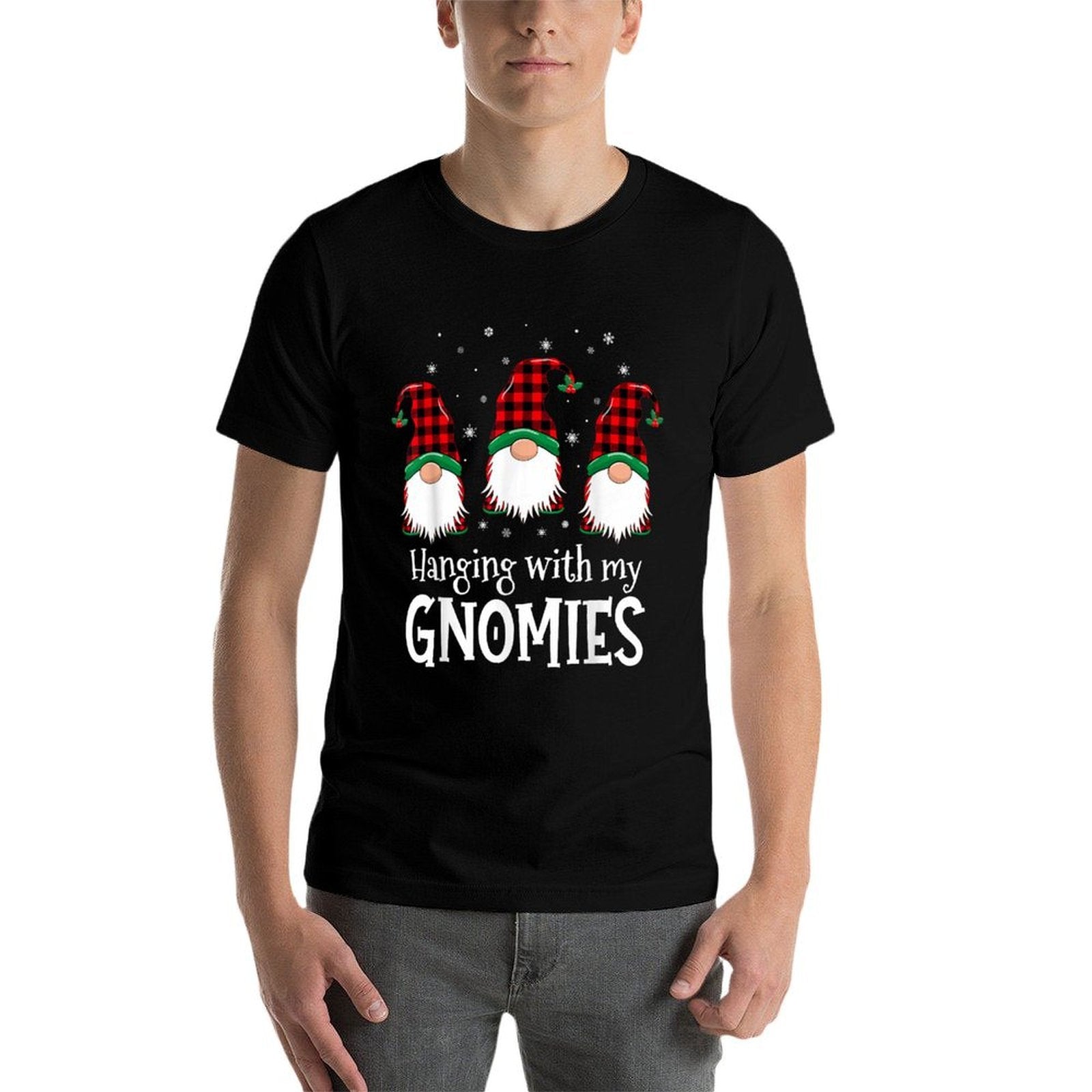 Hanging With My Gnomies Funny Red Plaid Christmas Gnome  Classic T-Shirt