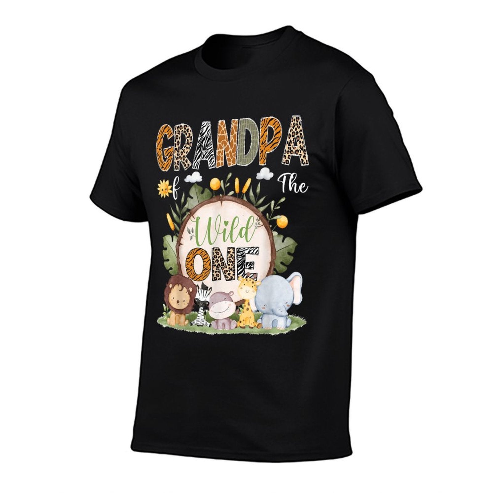 Grandpa Of The Wild One 1St Birthday Kids Safari Woodland  Polyester Blend T-Shirt