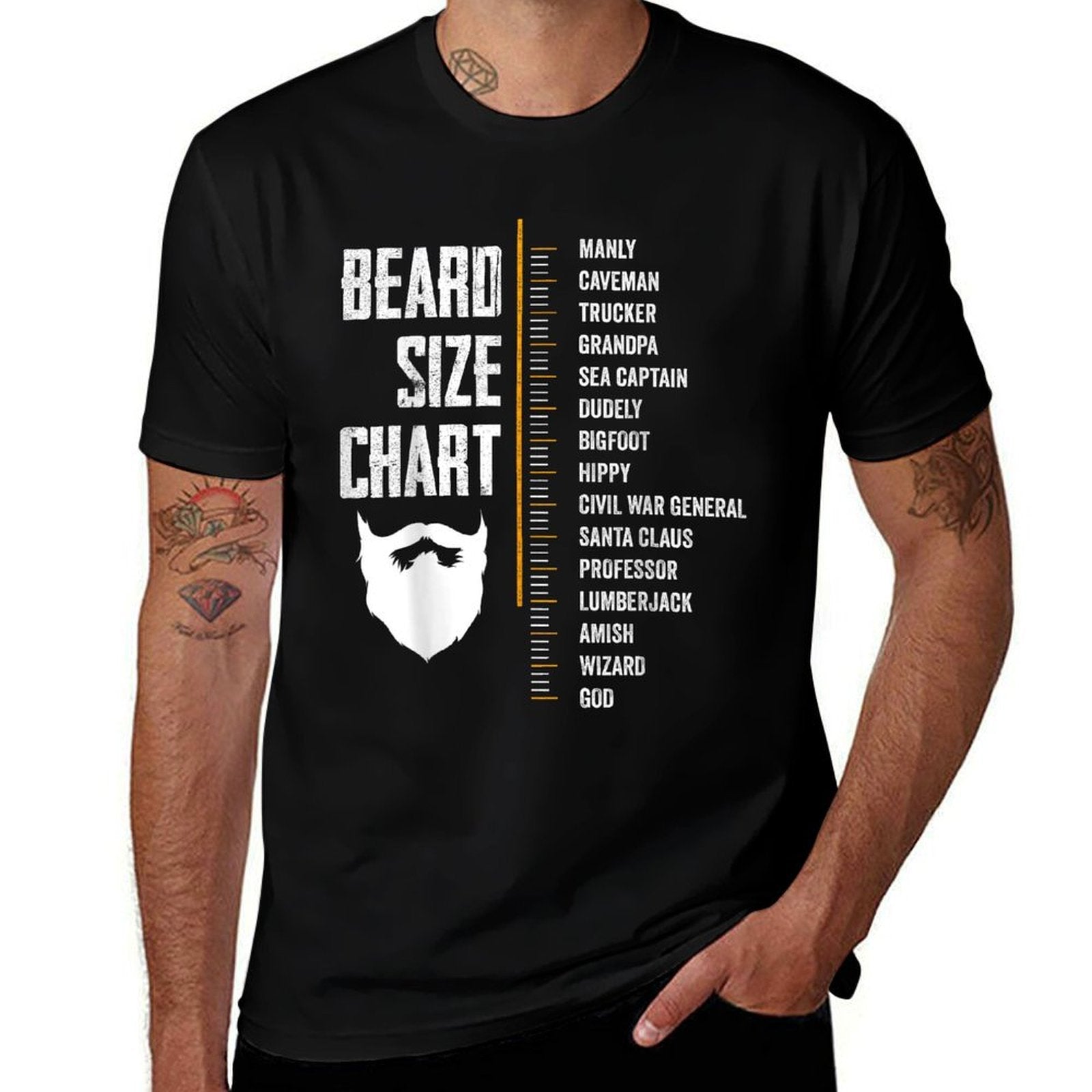 Beard Measurement Chart Beard Length Funny Growth Chart  Graphic-printed T-Shirt