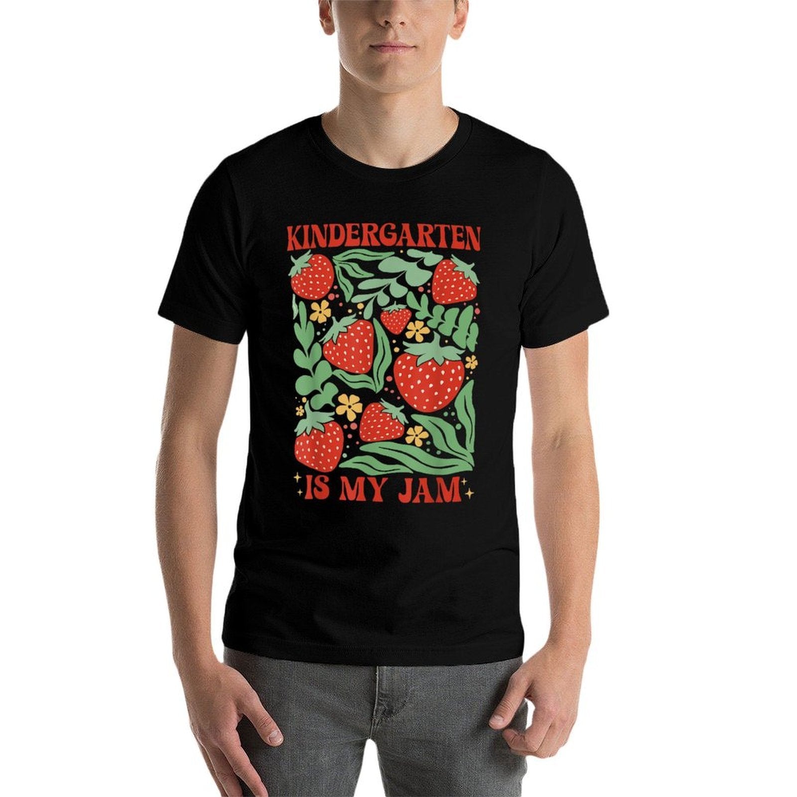 Kindergarten Is My Jam Boho Floral Strawberry Back To School  Trendy Pattern T-Shirt