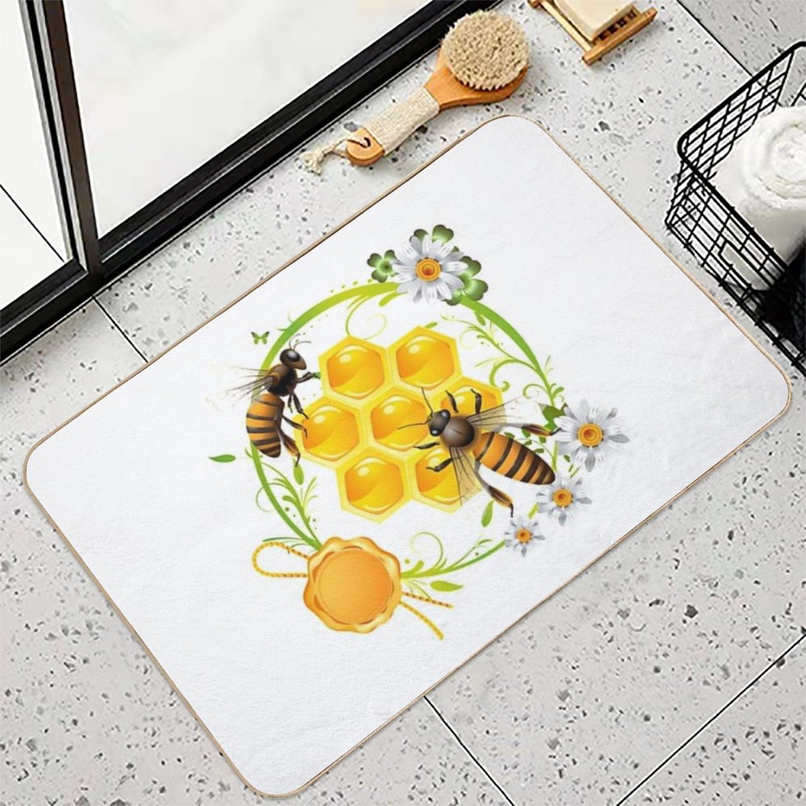 Bee Honey  Repositionable Bath Mat