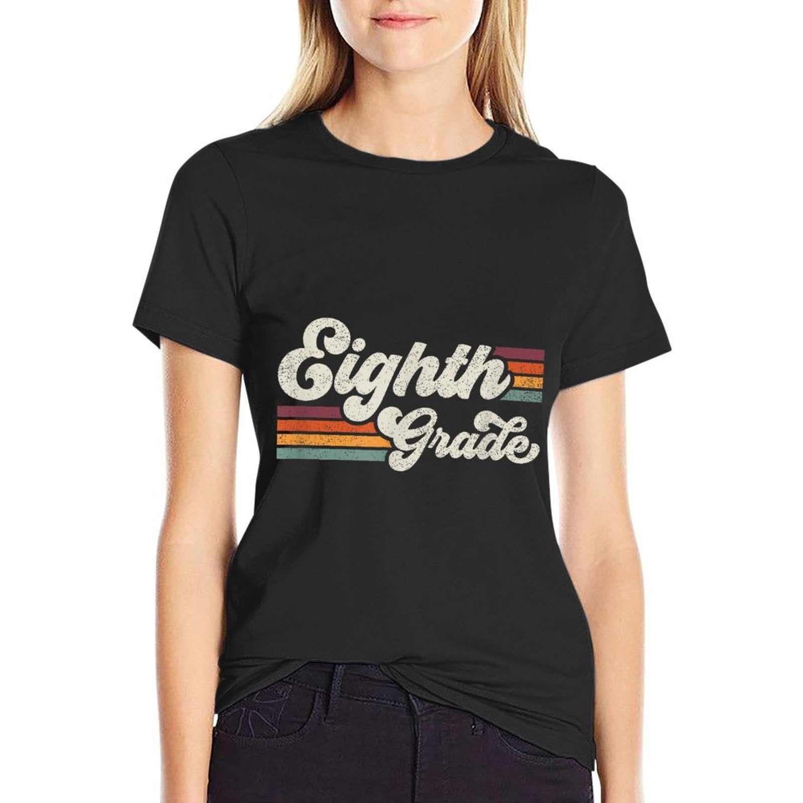 Retro Eighth Grade Teacher Back To School  Trendy Pattern T-Shirt