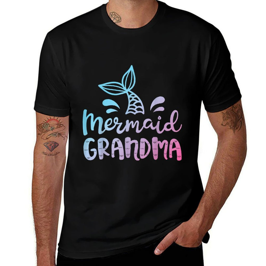 Mermaid Grandma Funny Grandmother Family Matching Birthday  Wrinkle-resistant T-Shirt