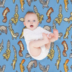 Chub Geckos in Blue Anti-pilling Throw Blanket
