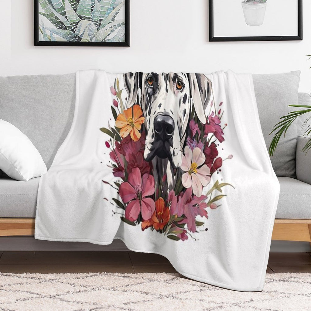 Beautiful Harlequin Great Dane Shrink-resistant Throw Blanket