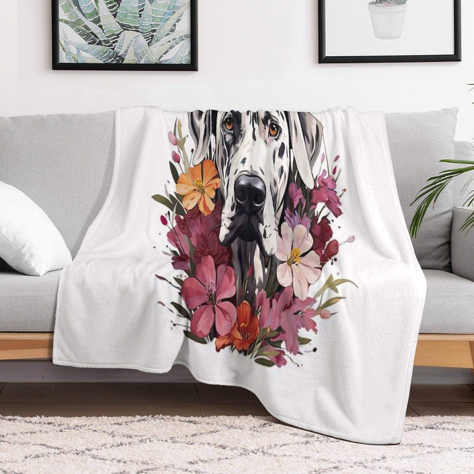 Beautiful Harlequin Great Dane Shrink-resistant Throw Blanket