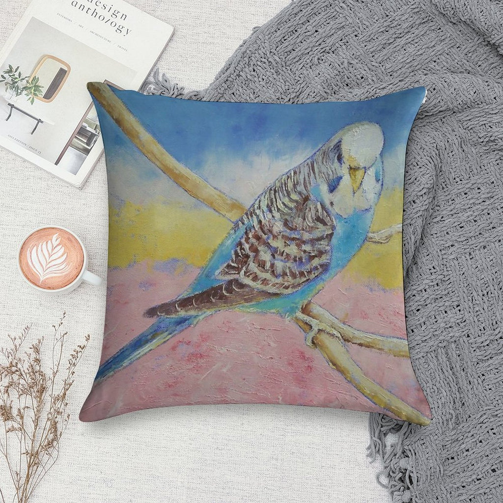 Sky Blue Budgie Soft Fade-Resistant Throw Pillow