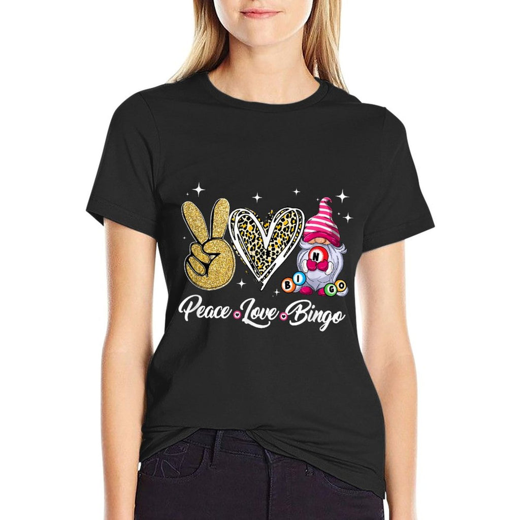 Peace Love Bingo Funny Lucky Design Bingo Gnome Lover Women  Eco-friendly Material T-Shirt