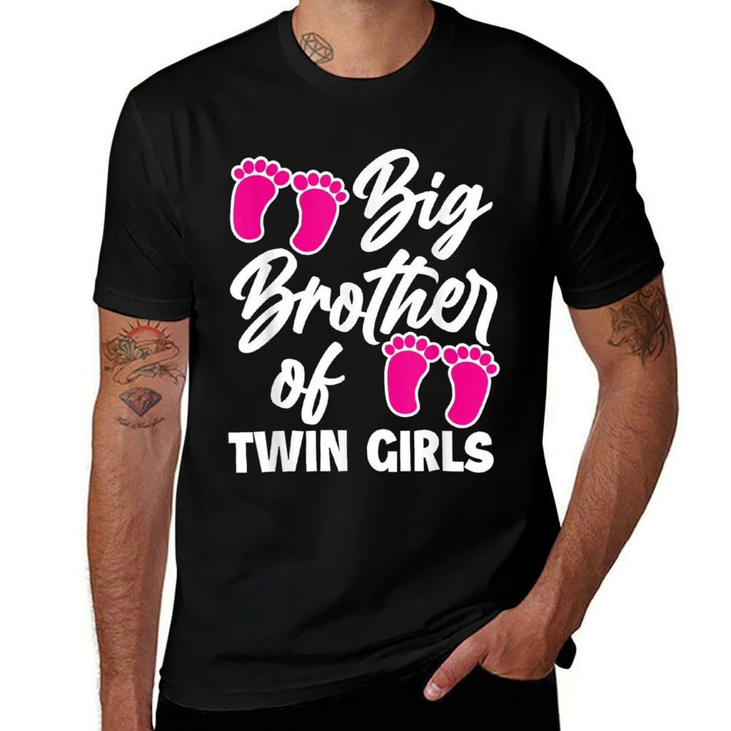 Big Brother Of Twin Girls New Brother Sibling Funny Twins  Stretchy T-Shirt