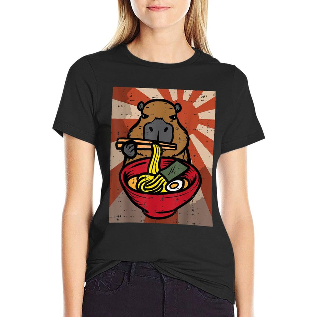 Capybara Ramen Kawaii Capy Japanese Food Men Women Kids Boys  Heathered Texture T-Shirt