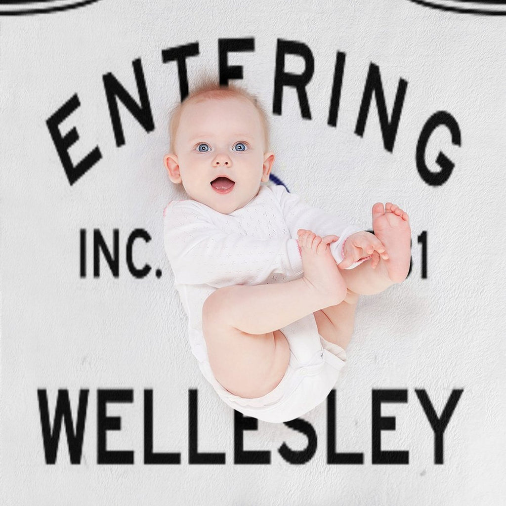 Entering Wellesley - Commonwealth of Massachusetts Road Sign Eco-conscious Throw Blanket