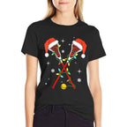 Lacrosse Player Xmas Lights Santa Hat Lacrosse Christmas  Polyester Blend T-Shirt
