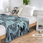 Large Butterfly Vintage Pattern (blue) Travel-friendly Throw Blanket