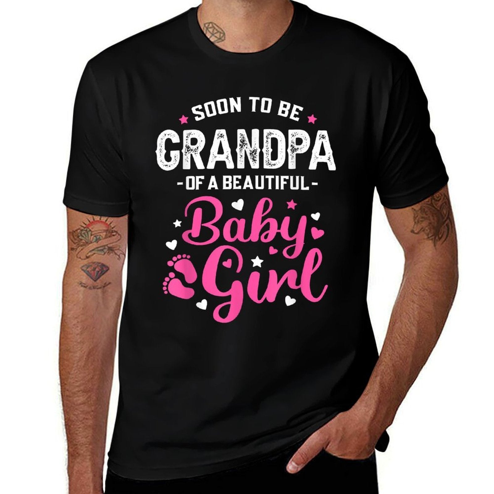 Soon To Be Grandpa Of A Baby Girl Promoted to Grandpa  Trendy Pattern T-Shirt