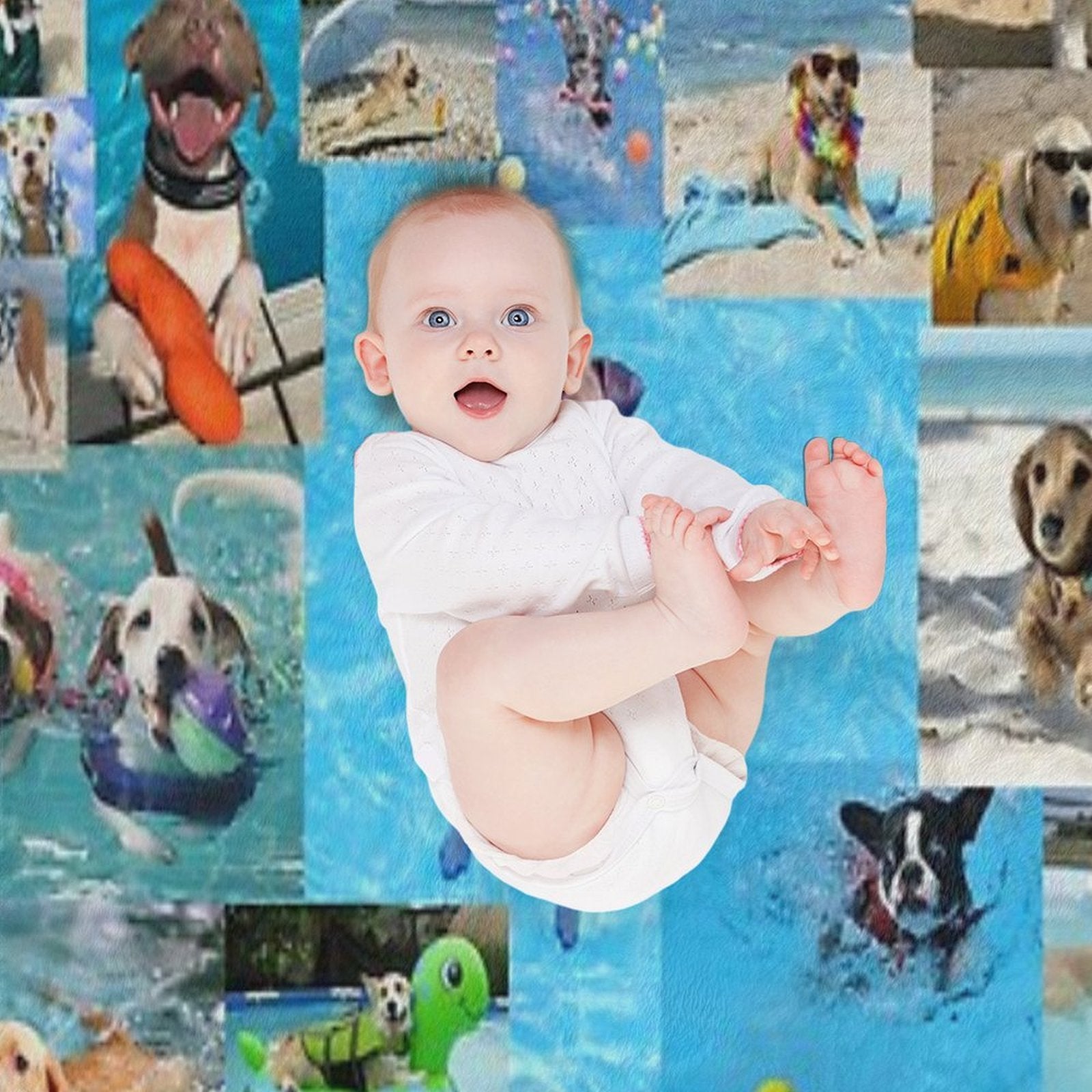 Summer Fun Dog Collage Gift-ready Throw Blanket