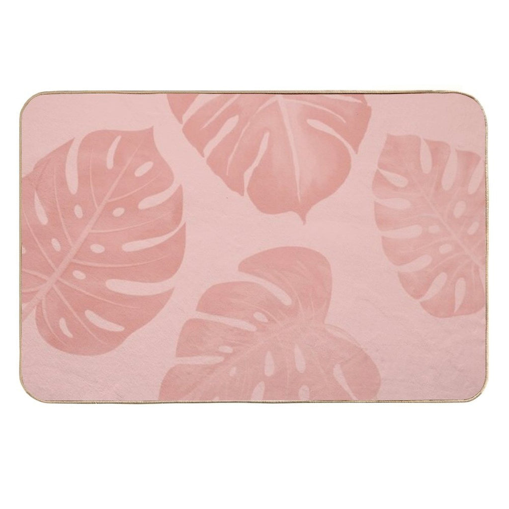 Coral Minimal Monstera  Versatile Bath Mat