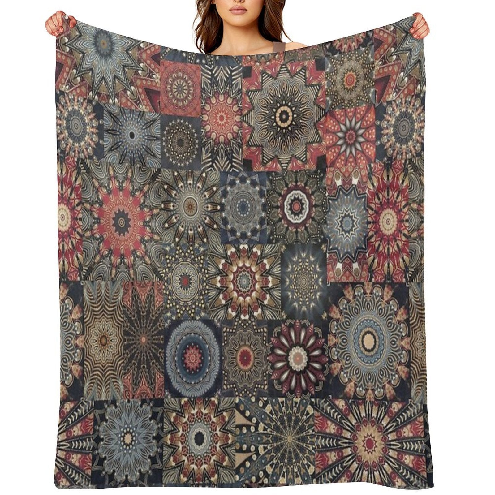 Dazzling Style Red And Golden Stars Pattern Easy Care Throw Blanket