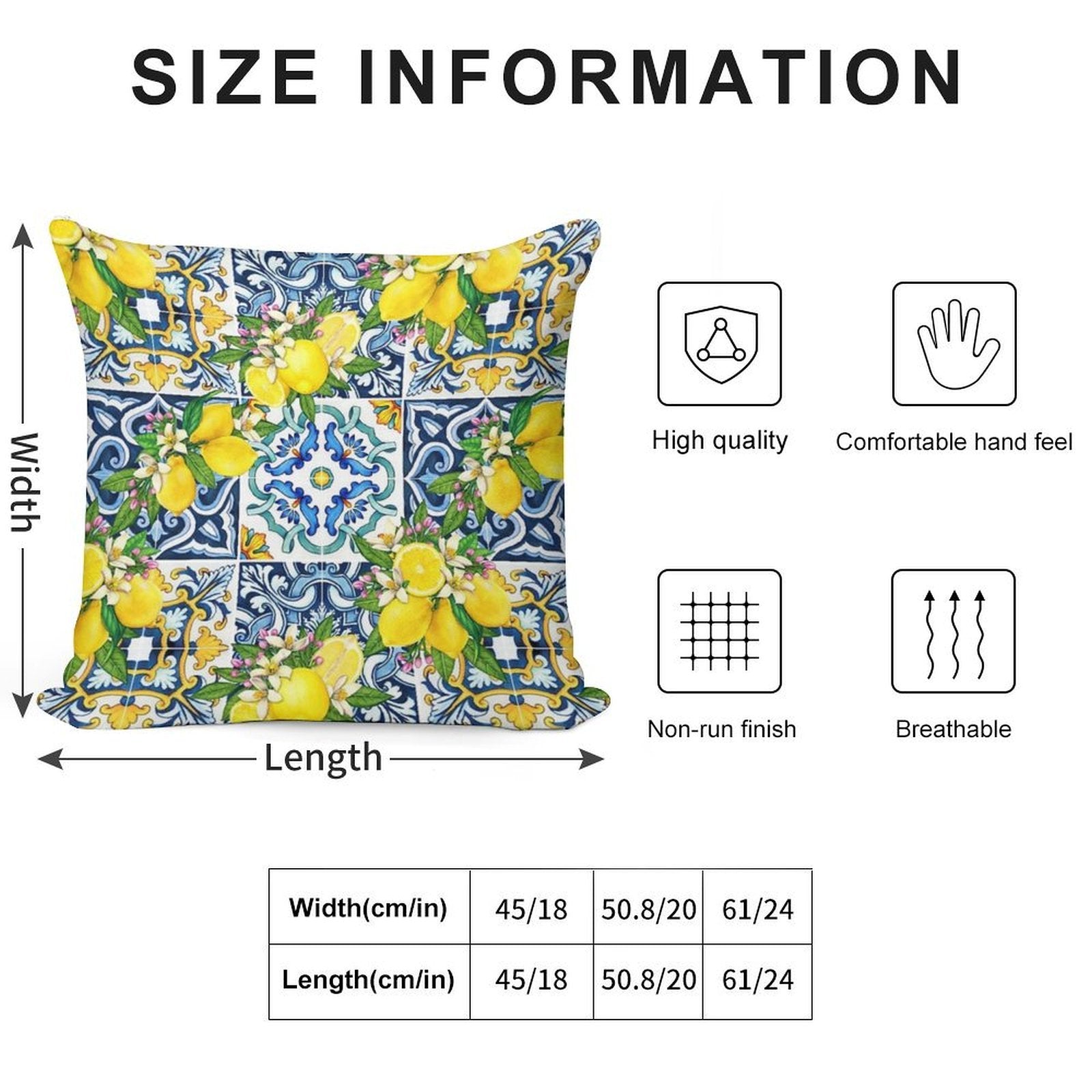 Bright Mediterranean Sicilian Tiles with Citrus Lemons Soft Style Accent Throw Pillow