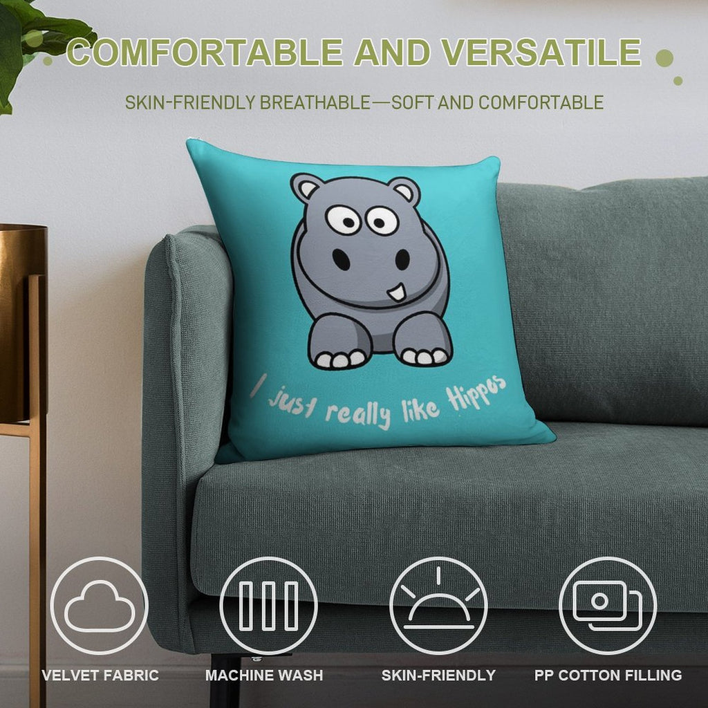 I Just Really Like Hippos Soft Anti-Pilling Throw Pillow
