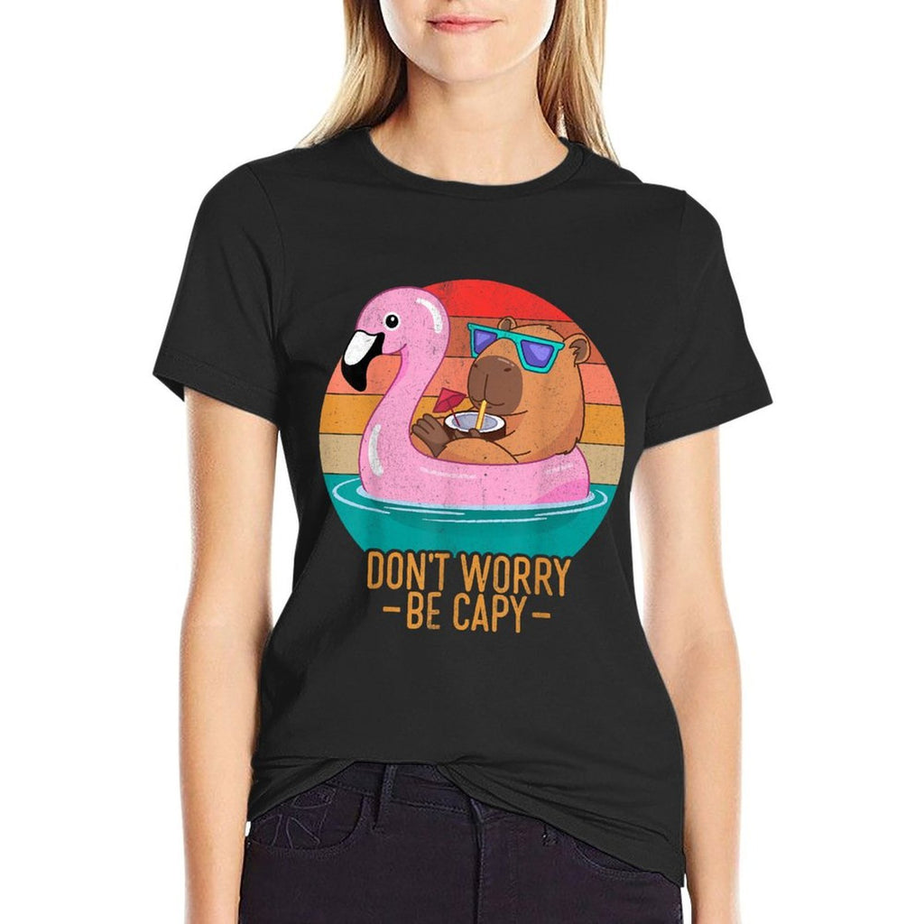 Retro Dont Worry Be Capy Kids Youth Women Men Boys Capybara  Soft T-Shirt