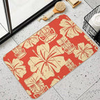 Hawaiian Tiki Pattern on Red  Multi-Purpose Bath Mat