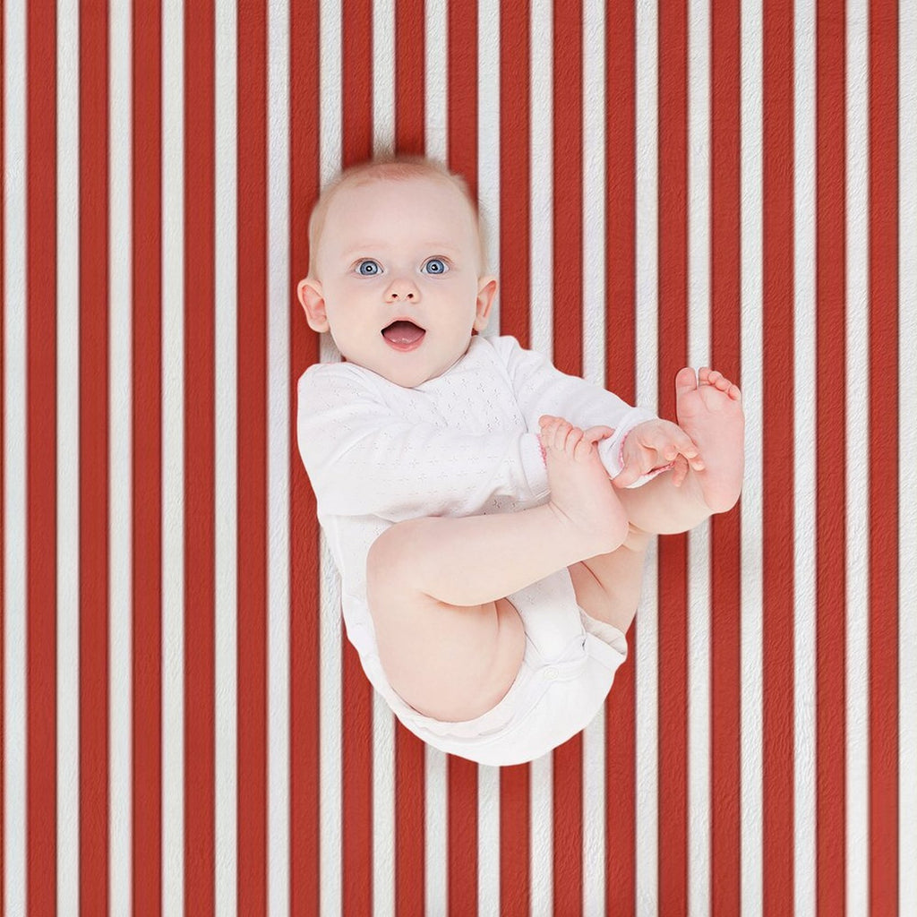 Classic Red And White Vertical Striped Pattern Sustainable Throw Blanket