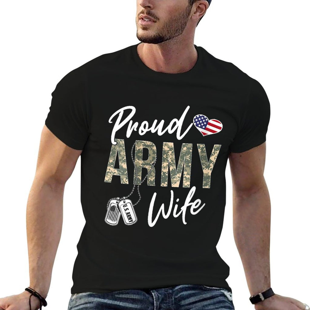 Womens Proud Army Wife Army Graduation Wife US Army Wife Gifts  Summer-ready Fabric T-Shirt