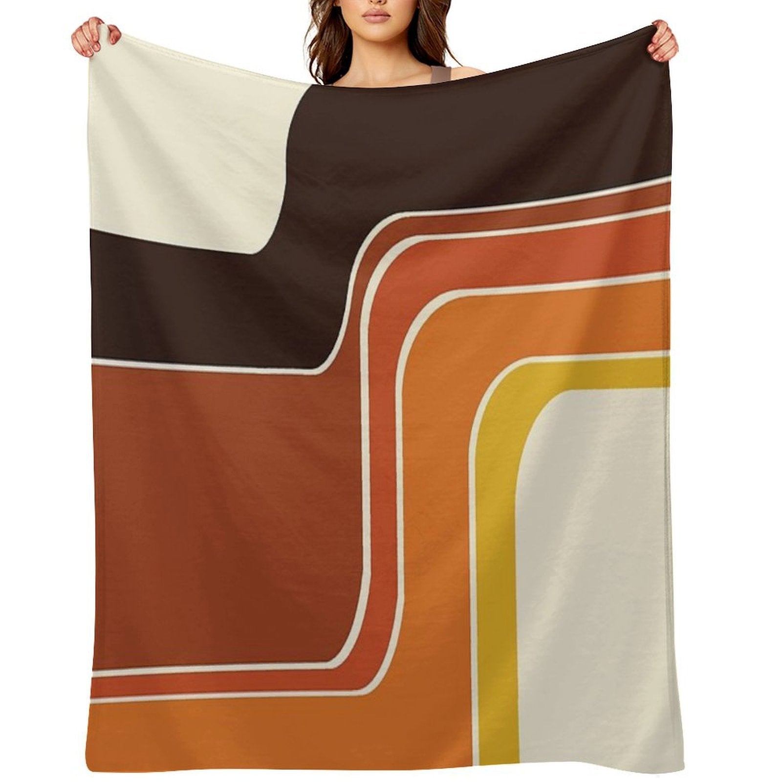 Retro Zig Zag Meets 1970s Orange Travel-friendly Throw Blanket