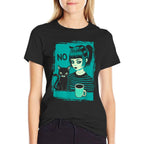Dark At Heart Punk Goth Girl Says No With Cat And Coffee  Vintage-inspired T-Shirt