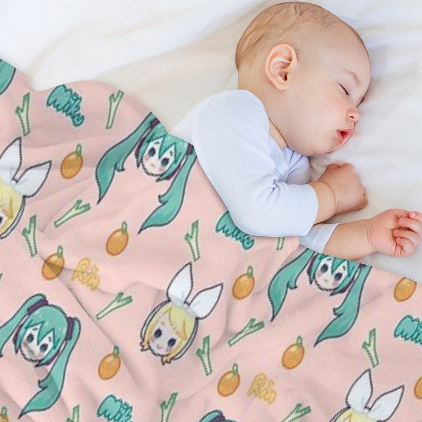 Miku And Rin Chibis Easy Care Throw Blanket