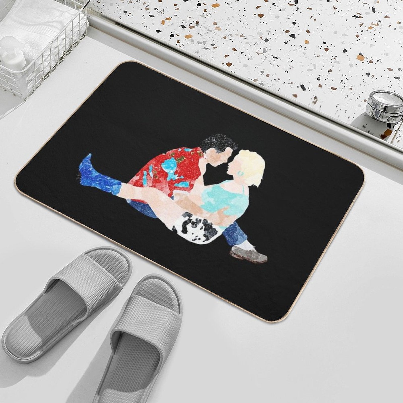 True Romance Watercolour Art  Slip-Resistant Bath Mat