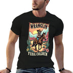 Vintage Wranglin Feral Children Raccoon Meme 90s Western  Wrinkle-resistant T-Shirt