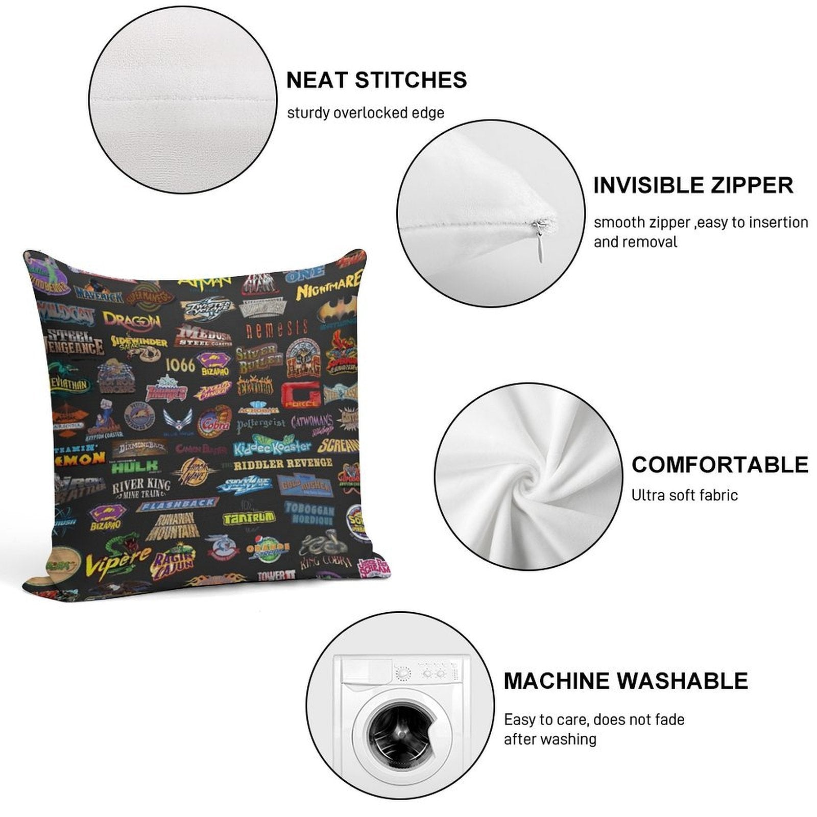 Roller Coasters Soft Easy Maintenance Throw Pillow