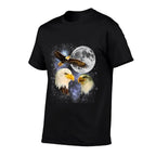 Three Bald Eagle Moon Meme Funny American Bird Eagles Lover  Eco-friendly Material T-Shirt