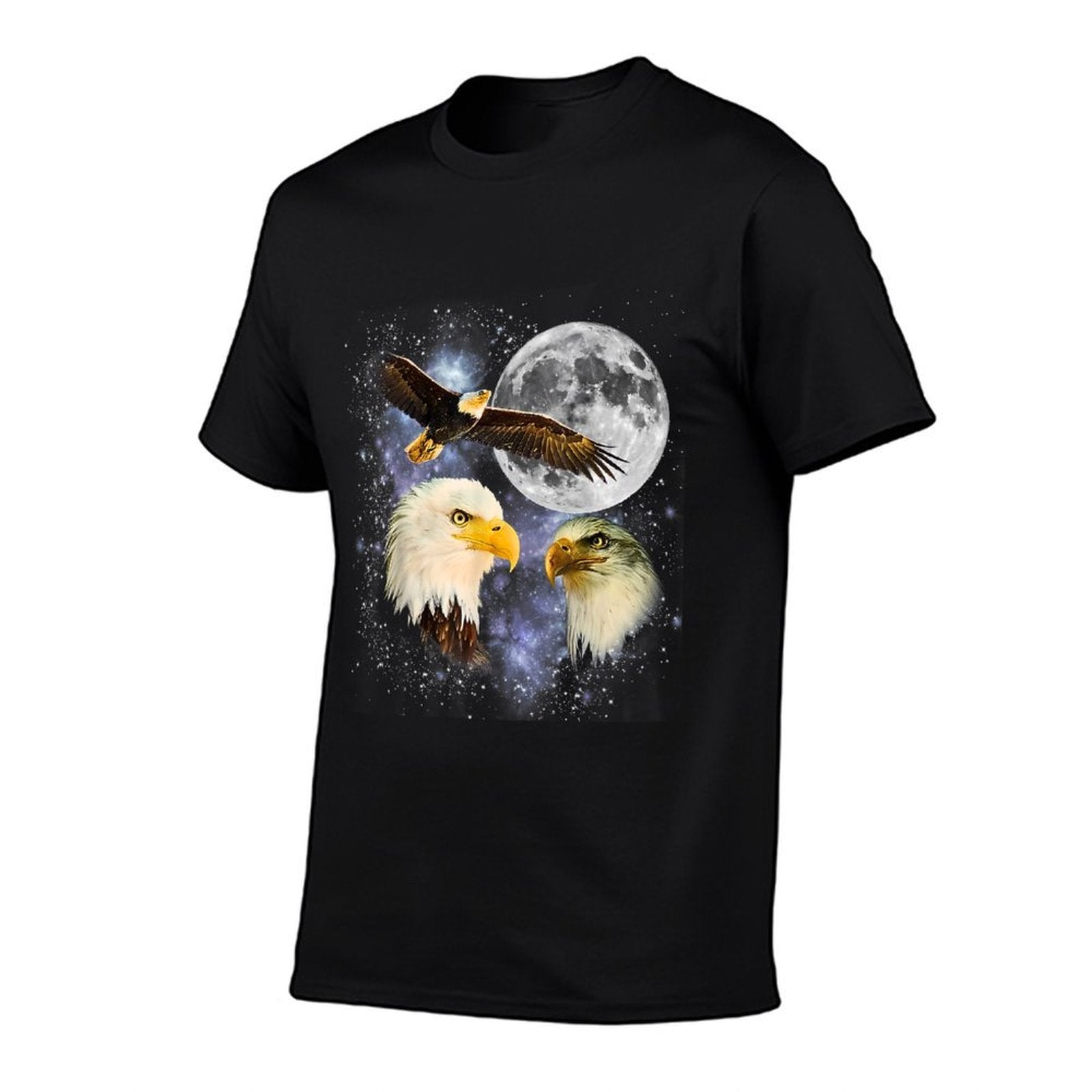 Three Bald Eagle Moon Meme Funny American Bird Eagles Lover  Eco-friendly Material T-Shirt