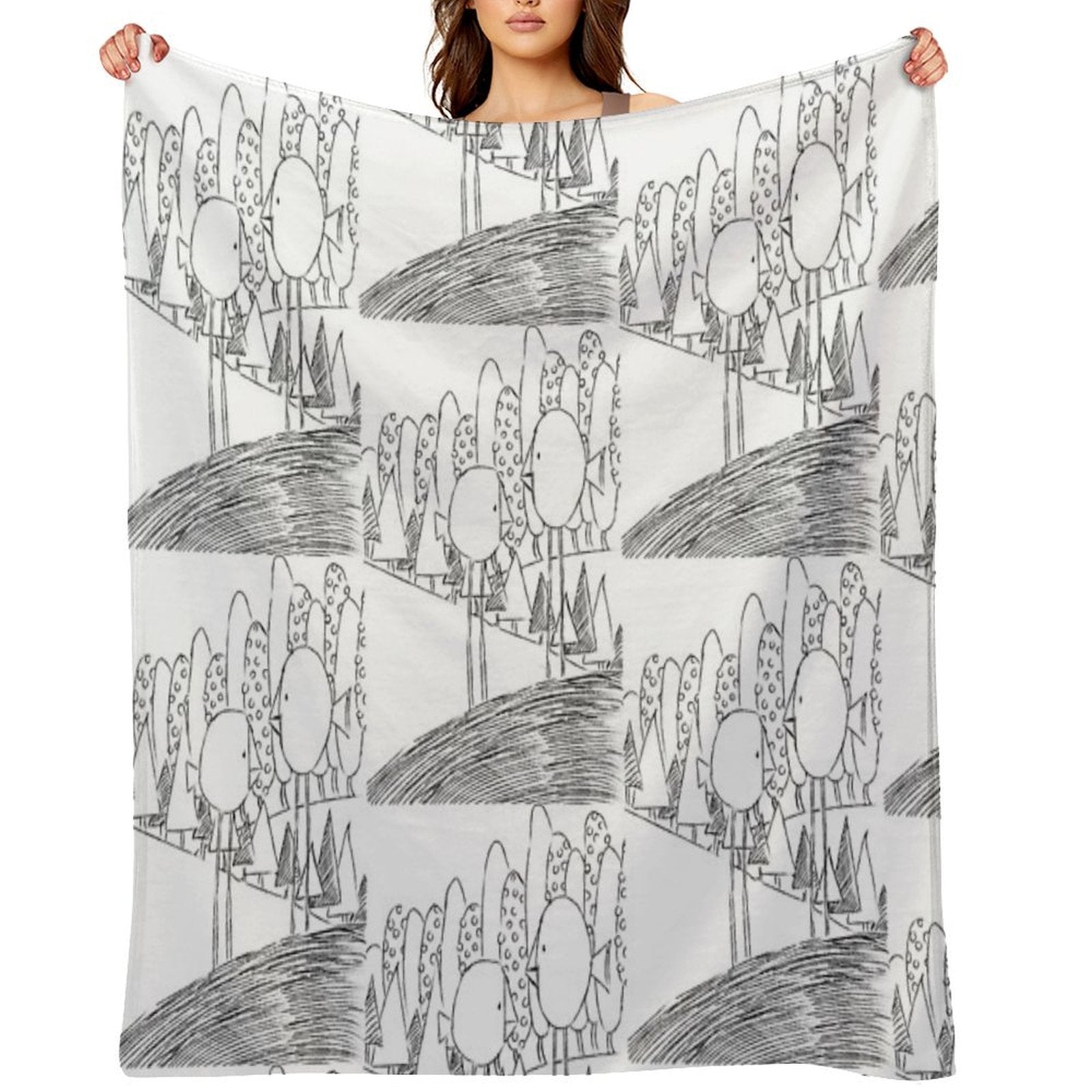 Imagine Birds with Long Legs Bw Easy Care Throw Blanket