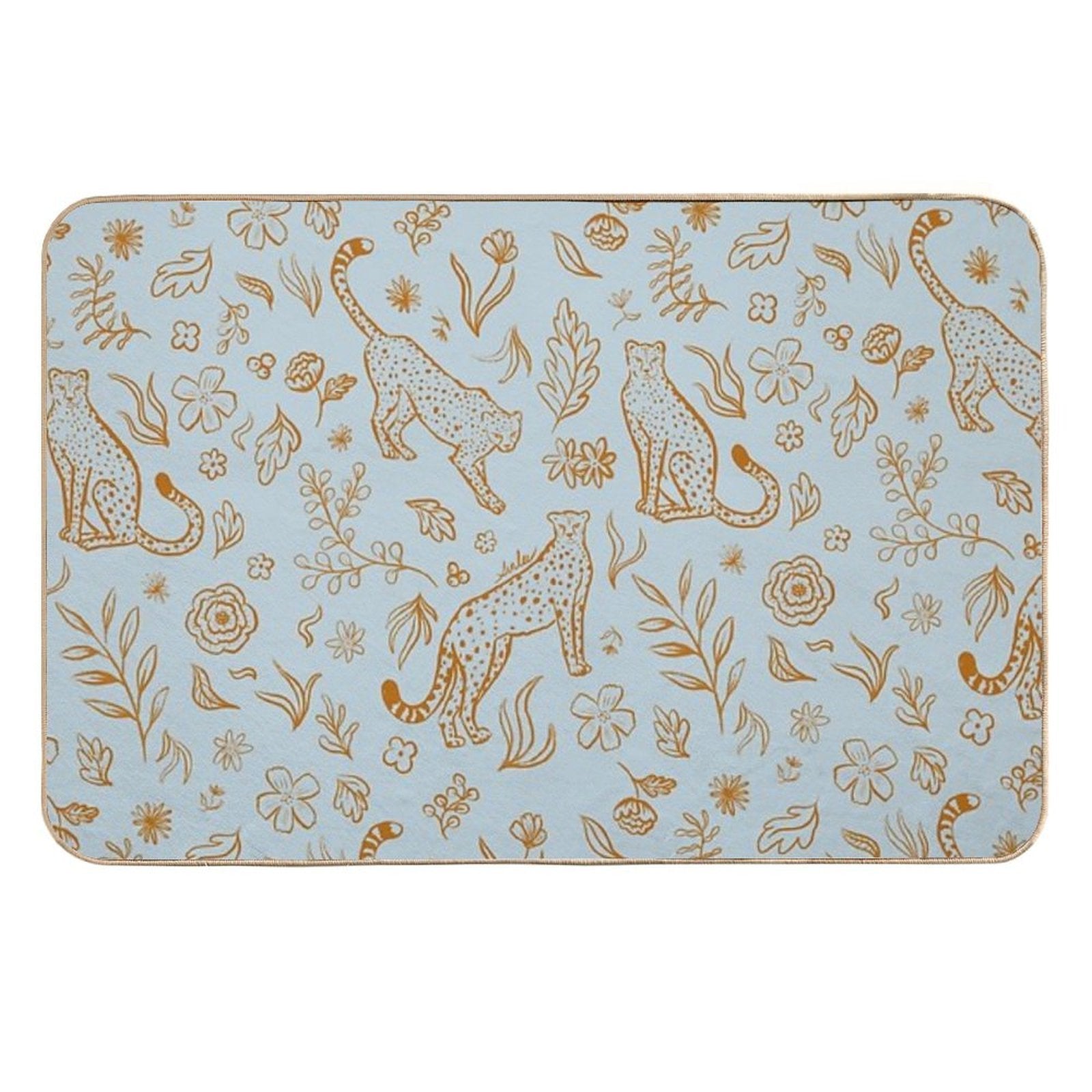 Cheetahs And Plants Boho  Easy Maintenance Bath Mat