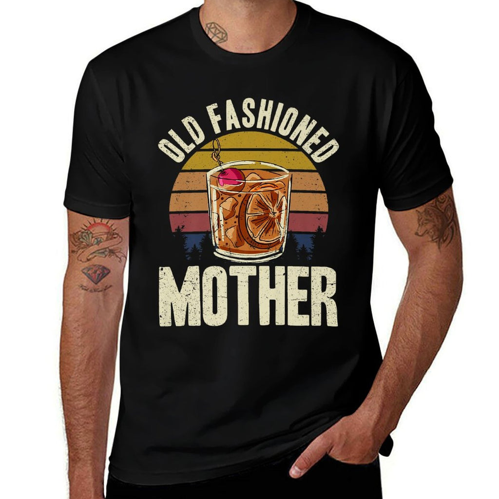 Old Fashioned Mother Bourbon Drinker Whiskey Mom Mothers Day Premium  Trendy Pattern T-Shirt