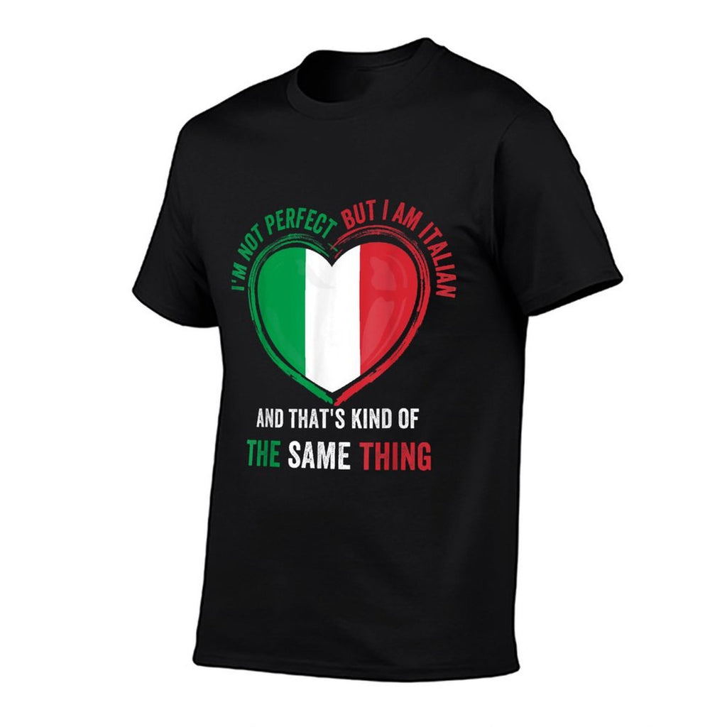Im Not Perfect Im Italian Funny Proud Italiano Italy  Ribbed Collar T-Shirt