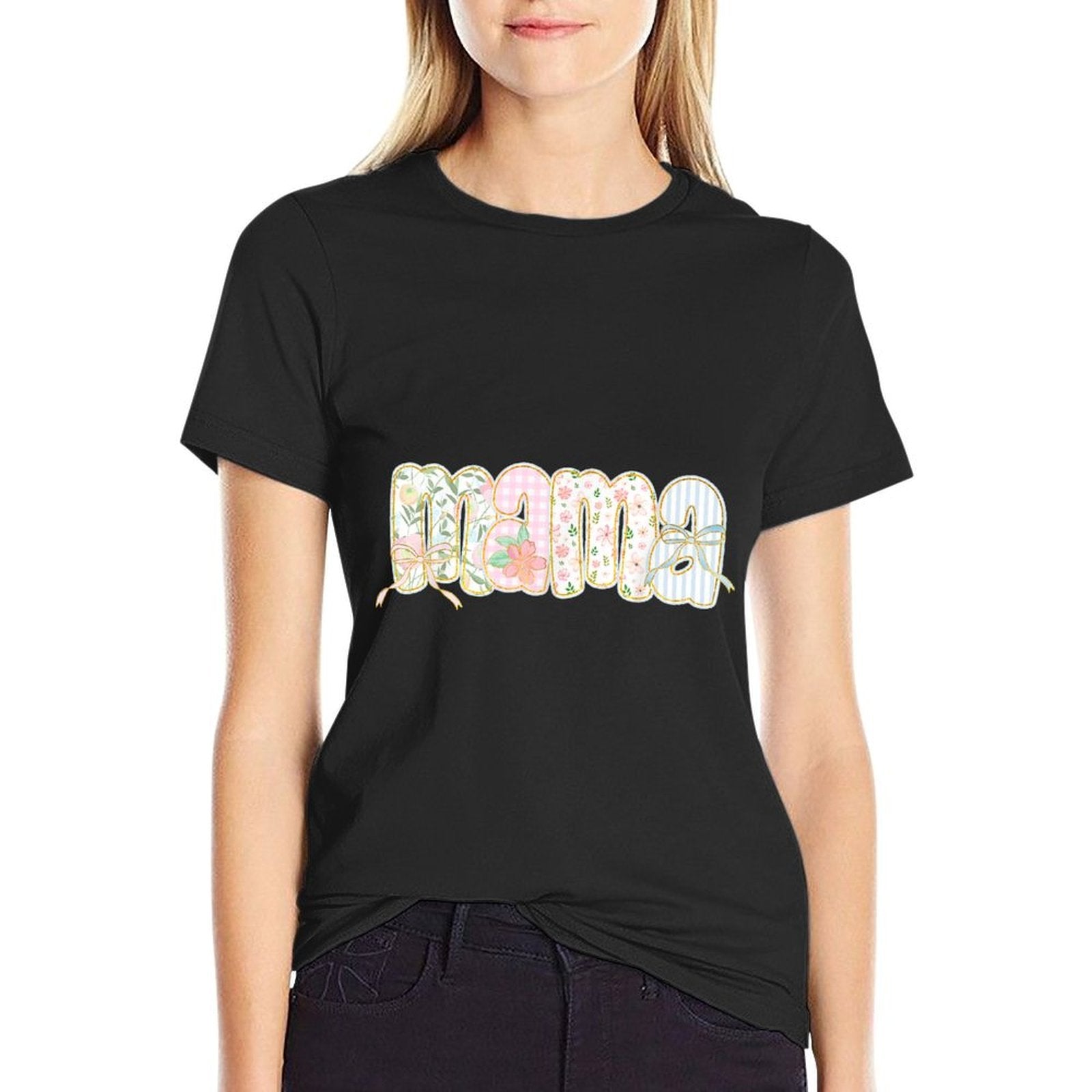 Coquette Bow Preppy Floral Mama, Cute Mothers Day Womens  Lightweight T-Shirt