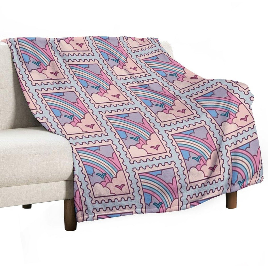 Trans Pride Stamp Plush Throw Blanket