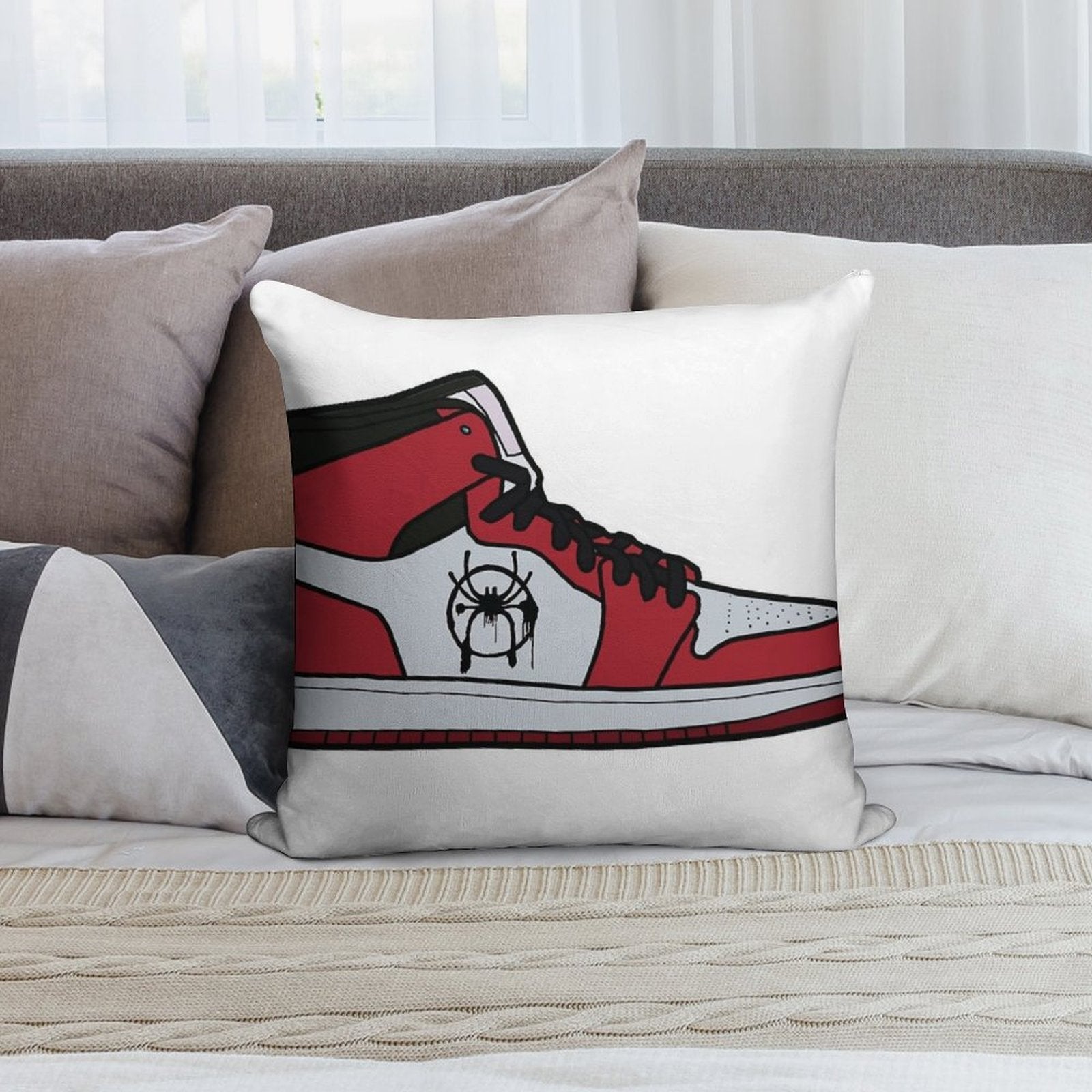 Into The Spider-Verse Shoe Soft Fade-Resistant Throw Pillow