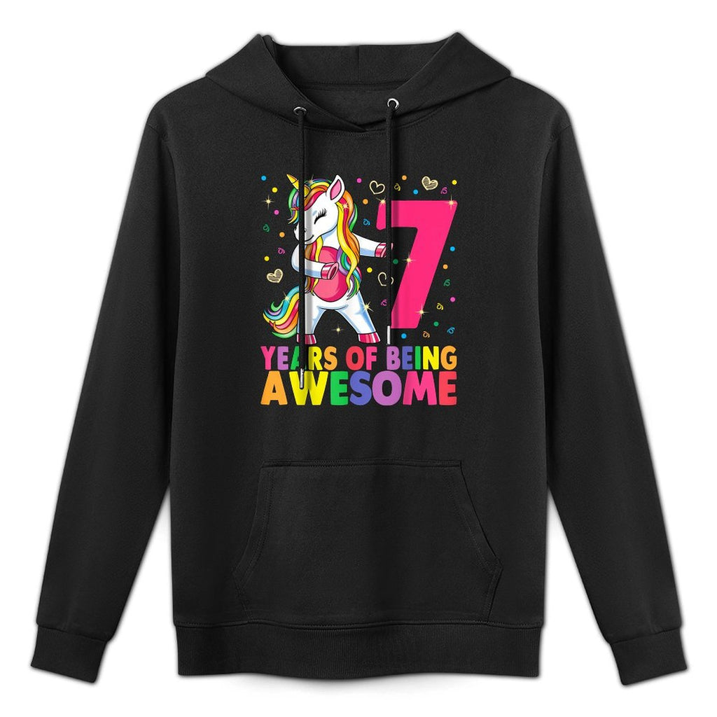 7 Years Old Unicorn Flossing 7th Birthday Girl Unicorn Party Machine Washable Hoodie