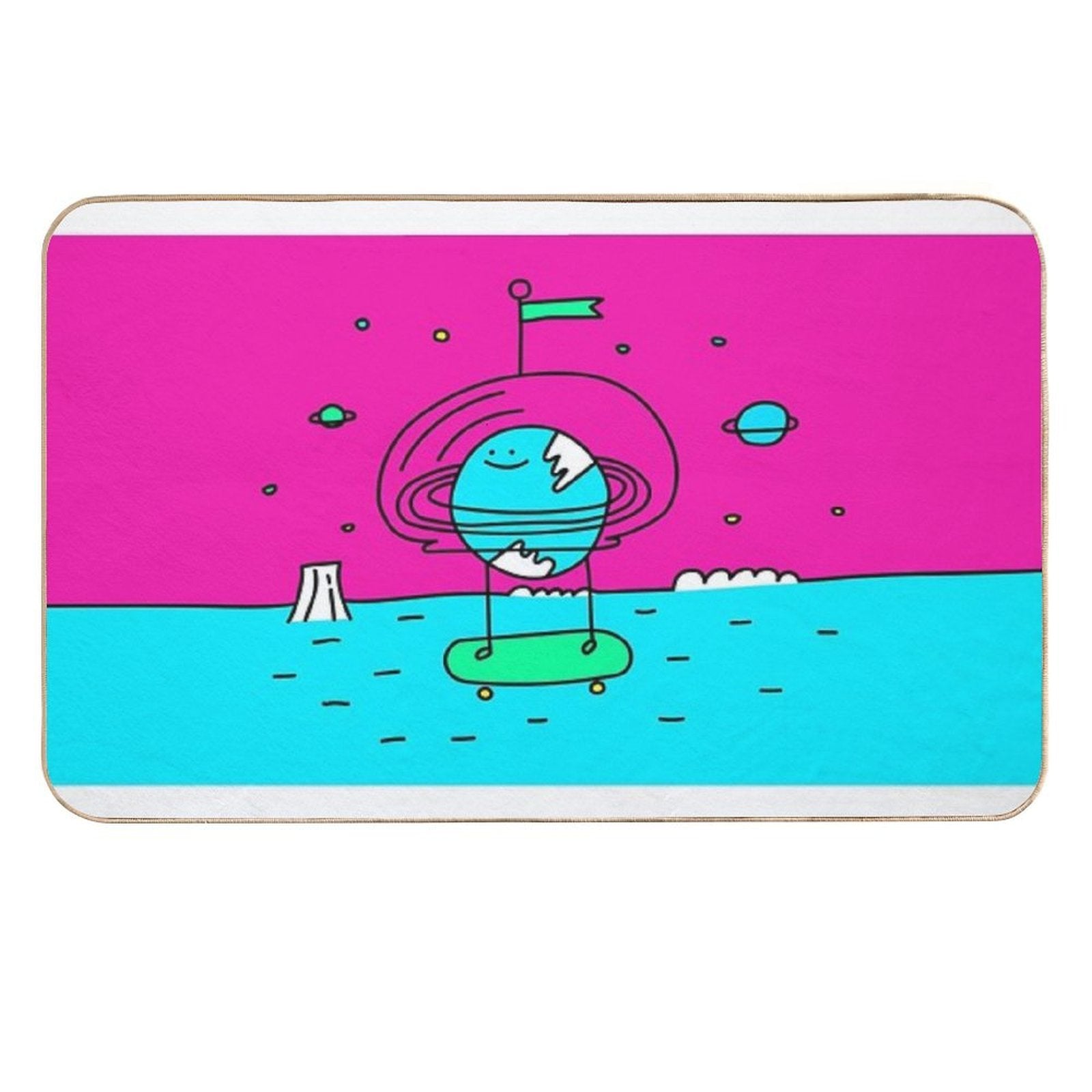 Surreal Planet - Cute Bright Solar System Earth  Toxin-Free Bath Mat