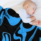 Groovy Blue Swirled Lines Easy Care Throw Blanket