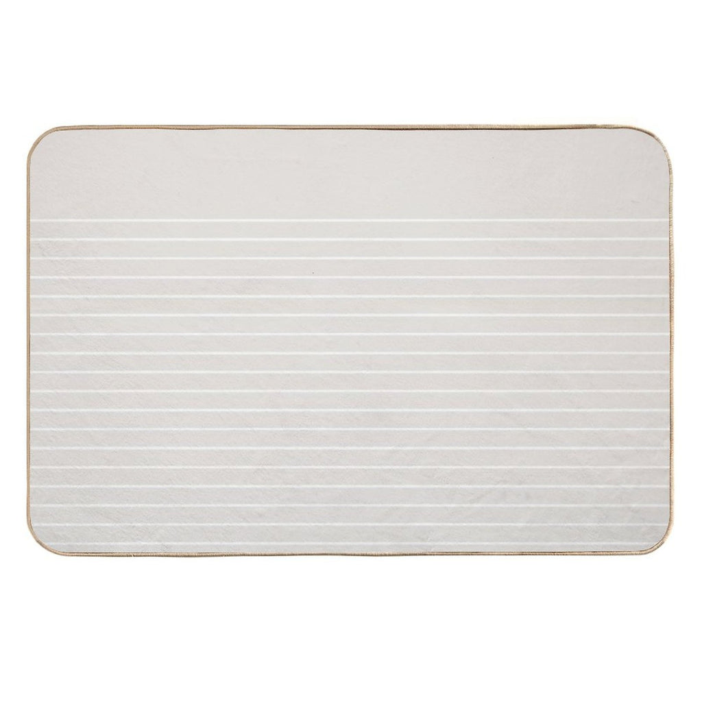 White Line in Beige  Non-Slip Bath Mat