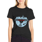 Chicago House Music DJ Raver Vinyl Skyline Retro Vintage  Cotton T-Shirt